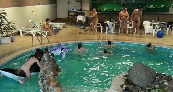 Indoor Dolphin Ride Full HD video - The concept of being without clothes