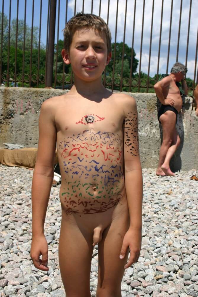 Father and Daughter Painted pics - The idea of self-acceptance and self-respect is important among naturists