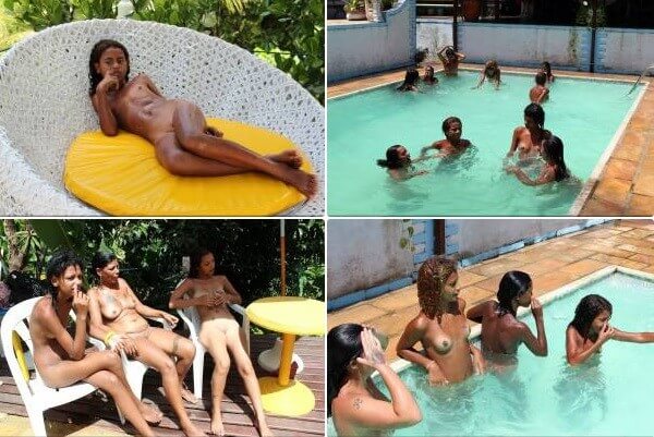 Brazil Pool Sunbath photos - A defining feature of naturism is the absence of clothing