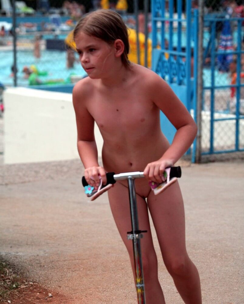 Pool-Side Naturist Scooter pics - Nudism has an ancient history